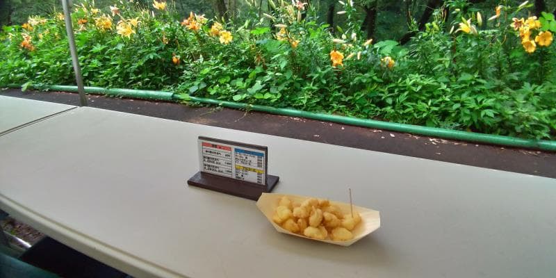 テーブルに置かれたゆり根の天ぷら